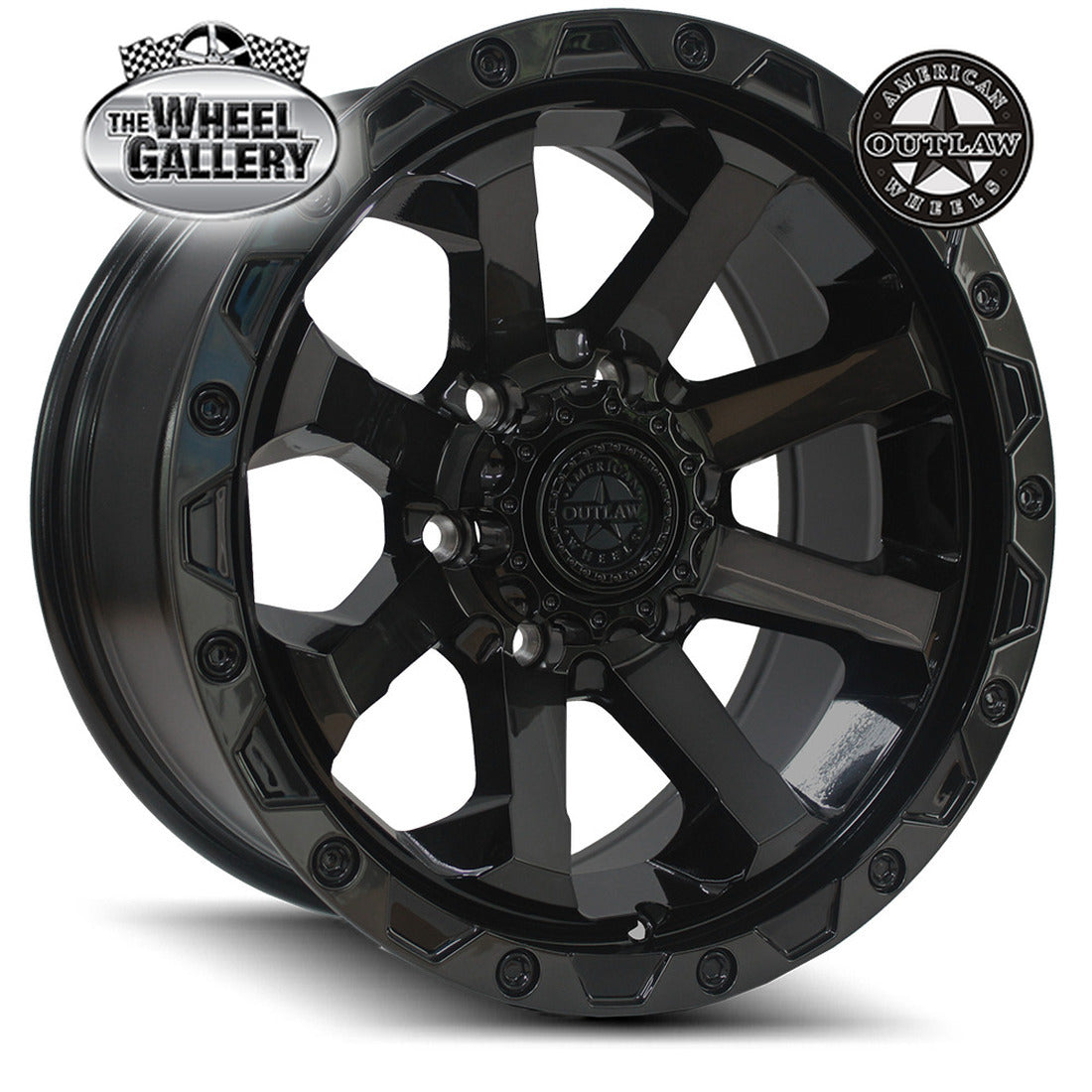 American Outlaw CAPONE 17x8.5 6/139.7 P18 Gloss Black Tinted Face — The ...