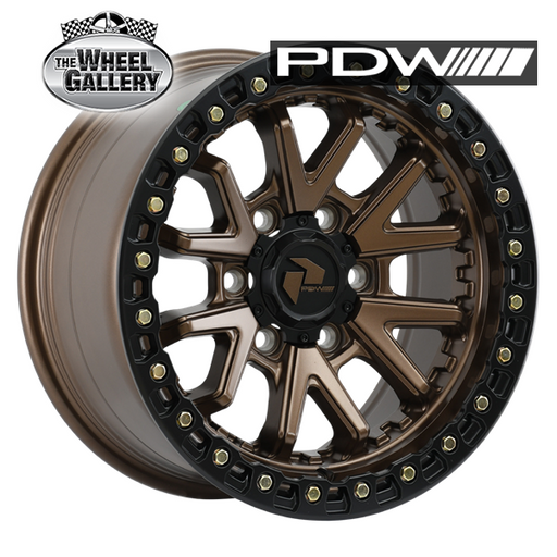 PDW DOMINATOR BRONZE CENTER BLACK LIP 17x8.5 6/139.7  P20 WHEEL