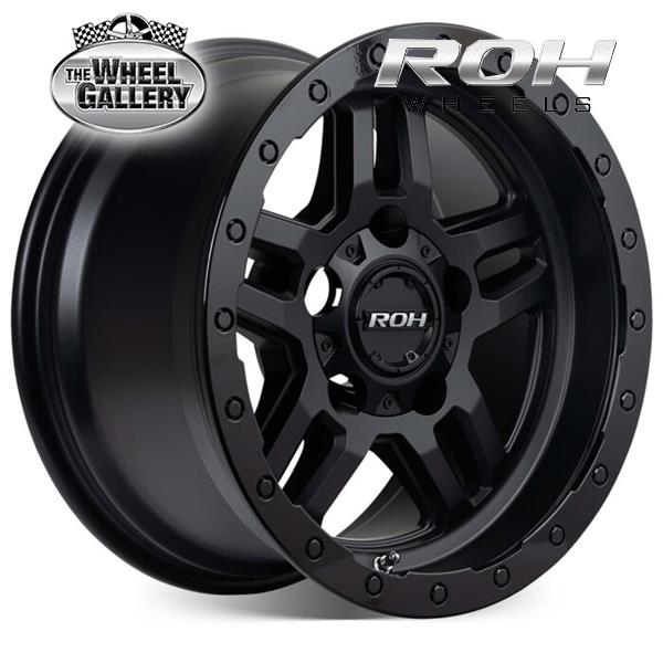 16 Inch Roh Rims ROH HAMMER 16x8 6/139.7 30 MATT BLACK GLOSS LIP — The Wheel Gallery
