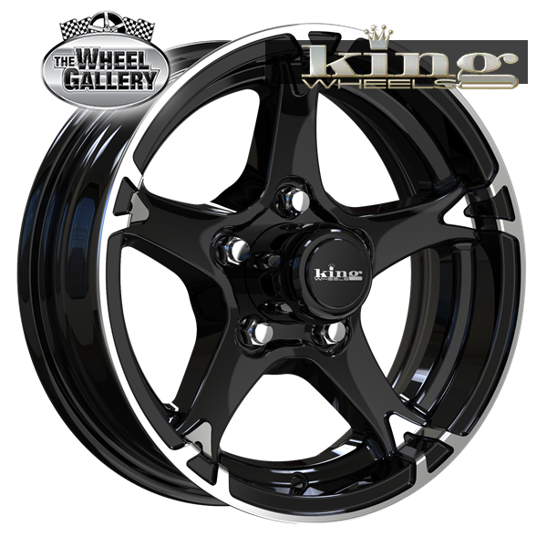 KING CHASER-5 GLOSS BLACK - MACHINED FACE 14x5 5/114.3  +0 WHEEL